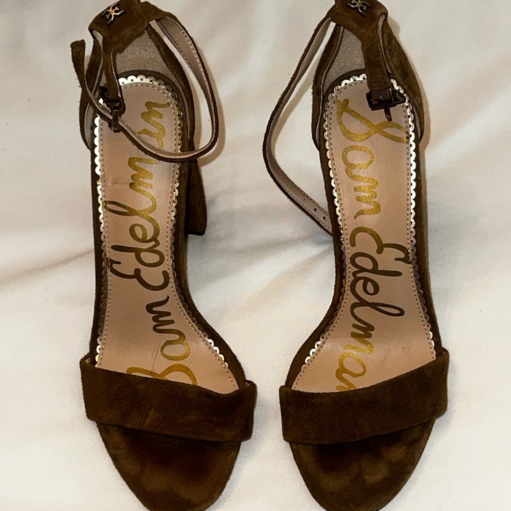 Sam Edelman Brown Heeled Sandals with Suede Finish